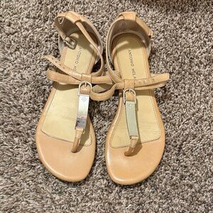 Antonio Melani Beige Sandals with Metallic Details